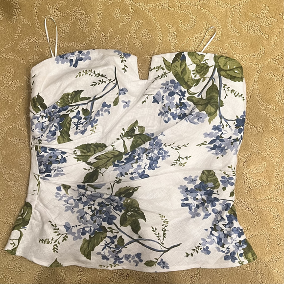 Reformation Tops - Reformation White Floral Strapless Top Size 6